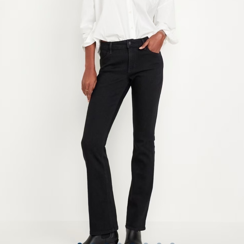 Old Navy Mid-Rise Kicker Bootcut Jeans Sz 4 Black Stretch Denim